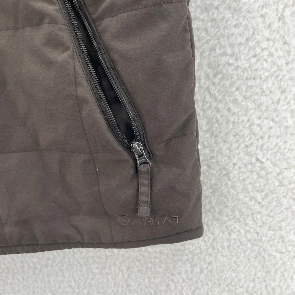 Ariat Vest Mens S Brown Fleece Lined Quilted Full Zip Cowboy Workwear Outdoor